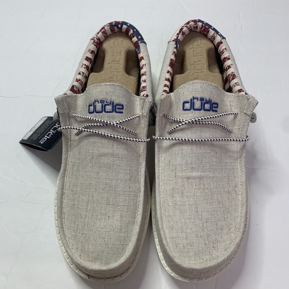 Hey Dude Wally Off White Patriotic Size 12 Flag Dudes New NWT main image 7